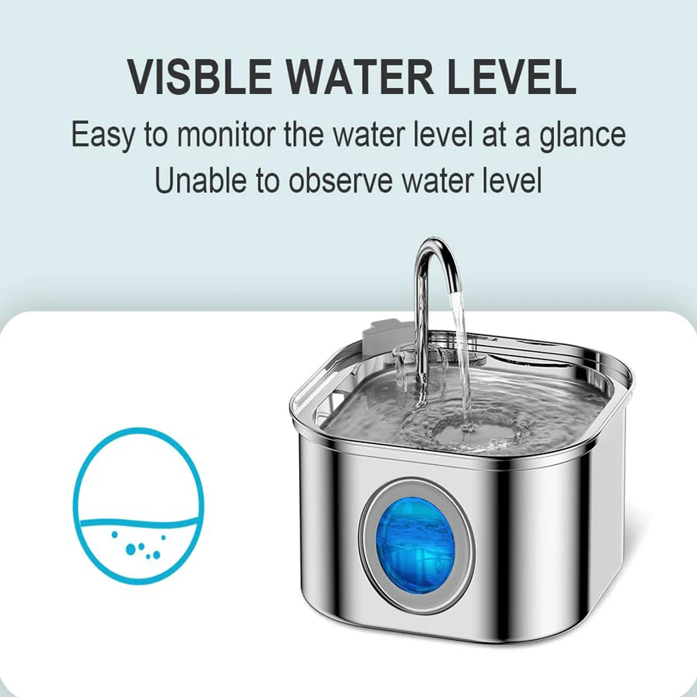 Fontaine à eau automatique pour chat - Inox 2.2L