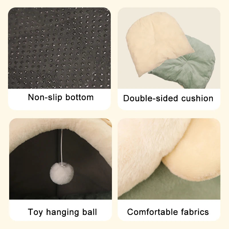 Lit Igloo Fleur pour Chat – Cocon Douillet & Lavable