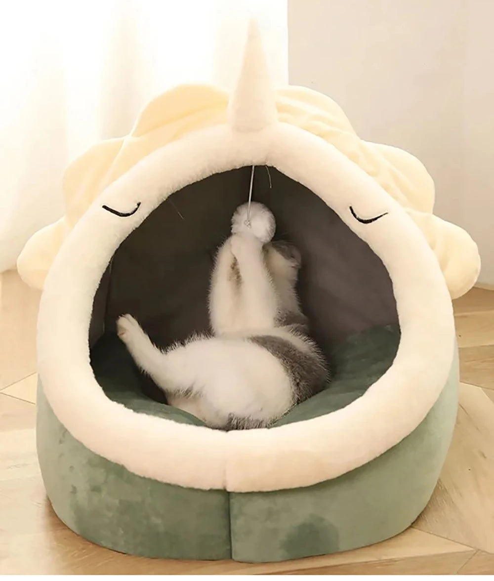 Lit Igloo Fleur pour Chat – Cocon Douillet & Lavable