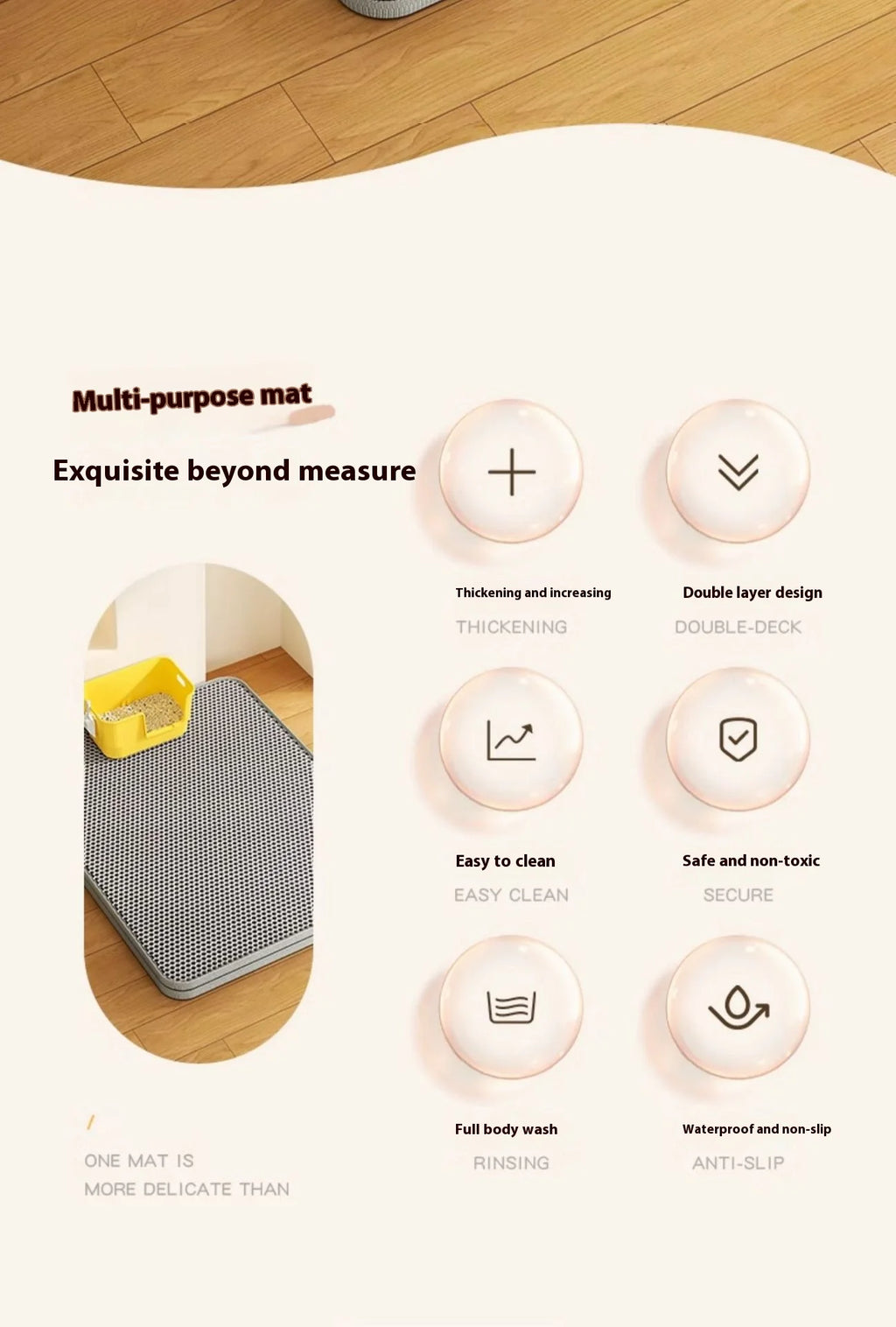 Tapis de Litière Double Couche – Anti-Débordement & Imperméable