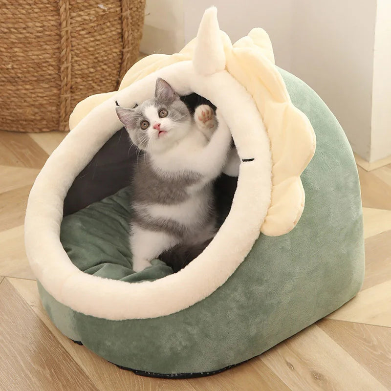 Lit Igloo Fleur pour Chat – Cocon Douillet & Lavable
