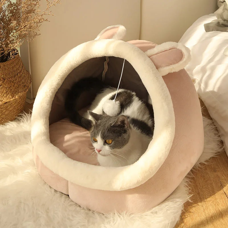 Lit Igloo Fleur pour Chat – Cocon Douillet & Lavable