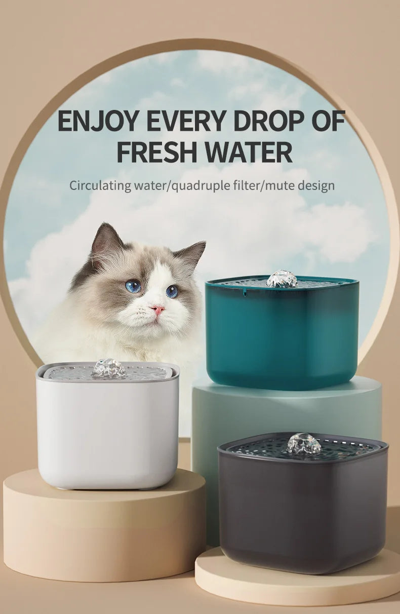 Fontaine à Eau pour Chat 3L – Filtration Automatique & Silencieuse