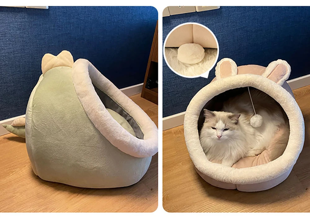 Lit Igloo Fleur pour Chat – Cocon Douillet & Lavable