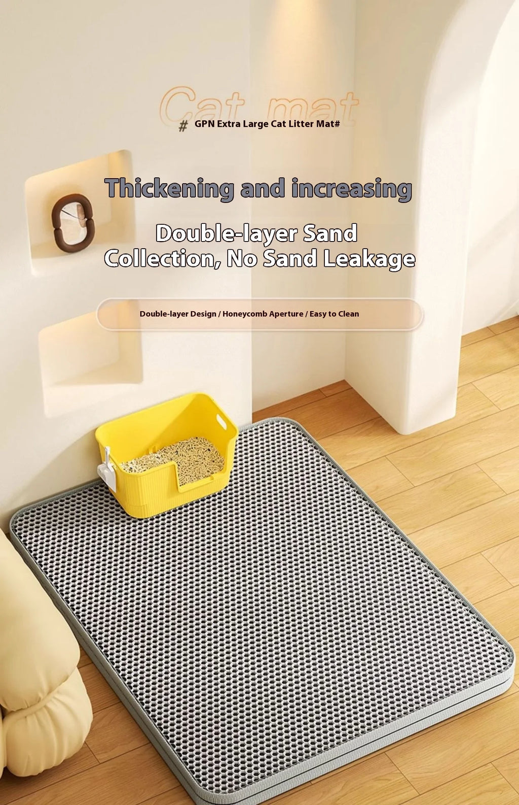 Tapis de Litière Double Couche – Anti-Débordement & Imperméable